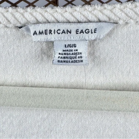 American Eagle Corduroy Mini Dress White Cream Button Front Sleeveless Size L - Picture 4 of 4